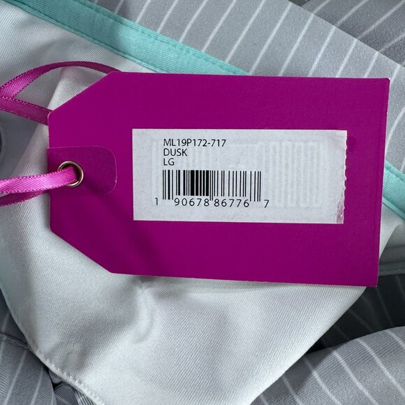 Magnolia Lane Tech‎ Masters Polo Shirt Womens Large Gray Striped NWT TP-3405 - Picture 7 of 11